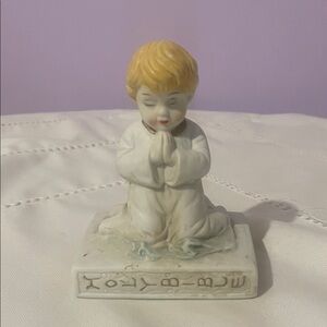 Kneeling Child Figurine with Blonde Hair